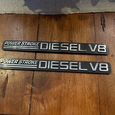 2 99-04 Ford F250 F350 1C3Z-16720-AA Power Stroke Diesel V8 Emblem OEM Black/Sil