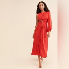 Farm Rio Red One Shoulder Maxi Dress Red Large