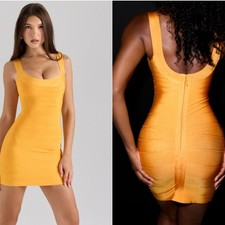 House of CB 'The OG' orange sherbet mini bandage dress NWT
