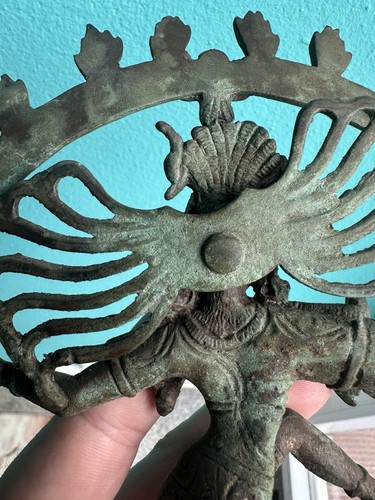 Antike Bronze Figur Nataraya in Feuerkranz Gottheit Shiva Schöne Alte Patina - Bild 21 von 24