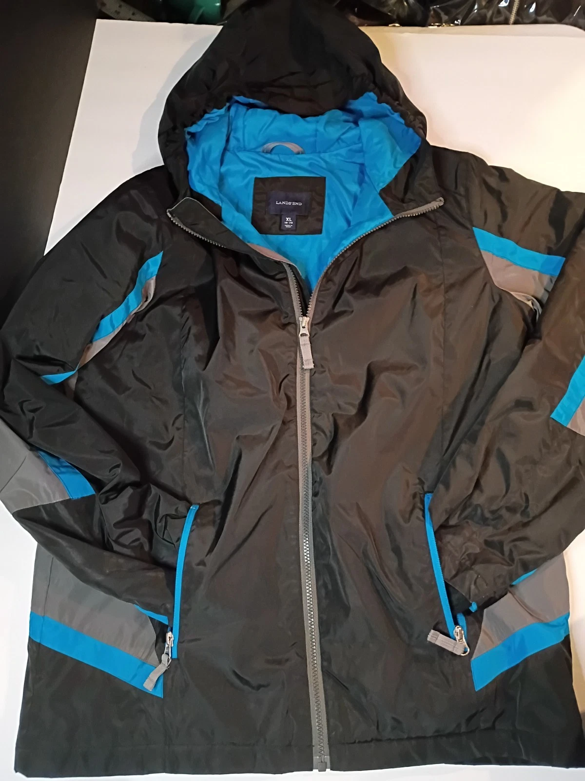 Lands End Kids Insulated Boys Hooded Full Zip Jacket XL 18-20