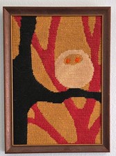 Framed Finished Needlepoint Owl in Tree Branc...