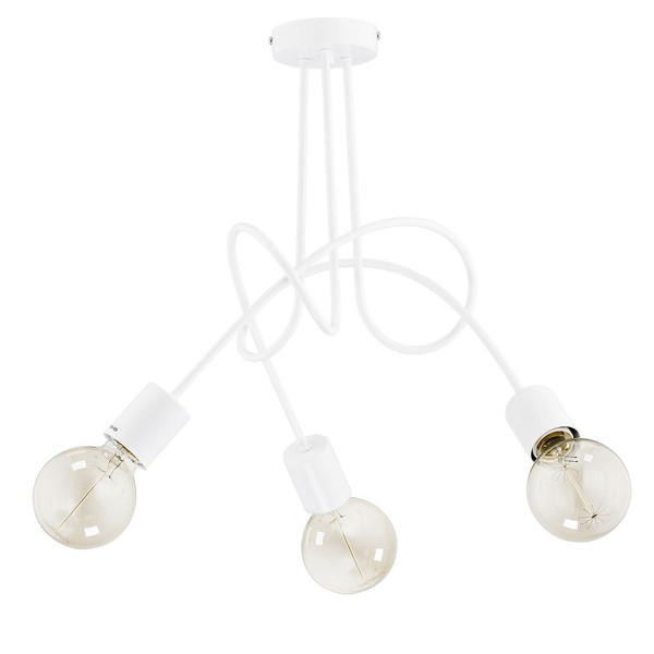 Deckenleuchte Weiß 3-Flammig 48 Cm Breit E27 Retro Design Metall Deckenlampe-image