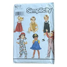 Simplicity 8217 Children's Dress Overalls Romper Pattern Sizes A ½, 1, 2, 3