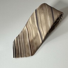 Sears Perma Prest Fashion Collection Men's Striped Necktie Beige Brown Black
