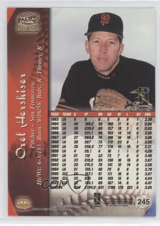 1998 Pacific Paramount Sportsfest Embossing Orel Hershiser #245 - Image 2 of 2
