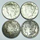 *MIXED DATE MORGAN AND PEACE DOLLAR LOT* *FOUR COINS TOTAL* NR #G3824