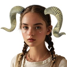 Vintage White Spiral Devil Horn Headband Gothic Cosplay for Men Women