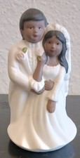 Wedding Cake Topper Bride and Groom Dark Hair and Skin