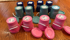 Lote de 12, 4 de cada color! Mini cubos Lowe’s, rosa, verde azulado con tapas, azul sin tapas
