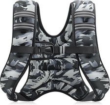 ZELUS Weighted Vest, 6lb/8lb/12lb/16lb/20lb/25lb/30lb Weight 12 lb, Gray Camo