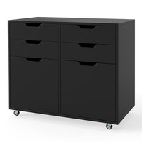 COSTWAY Mobile File Cabinet, 4/5 Drawers Lateral Stationery Storage Organiser