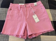 NWT Judy Blue Mid Rise Garment Dyed pink Frayed Hem Shorts Size Large