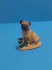 Danbury Mint Pug Miniature Dog Figure Collection, with Sand Bucket. REAR!!