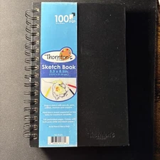 Thornton's Art Supply 5.5 in x 8.5 in Artist Spiral Perforated Sketch Pad, Black