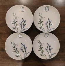 Set of 4 INTESA HOME Blue Wildflower 9.25" Pasta Bowls Floral White from Turkey