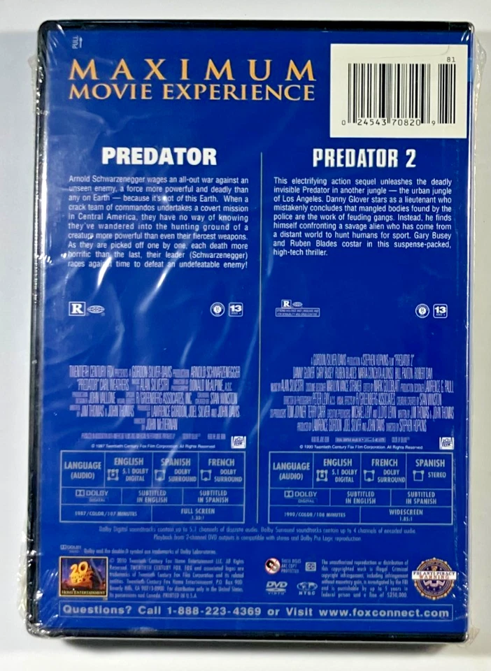 Predator 1 & 2 Double Feature DVD 2010 Arnold Schwarzenegger Sealed New Rare! - Image 3 of 4