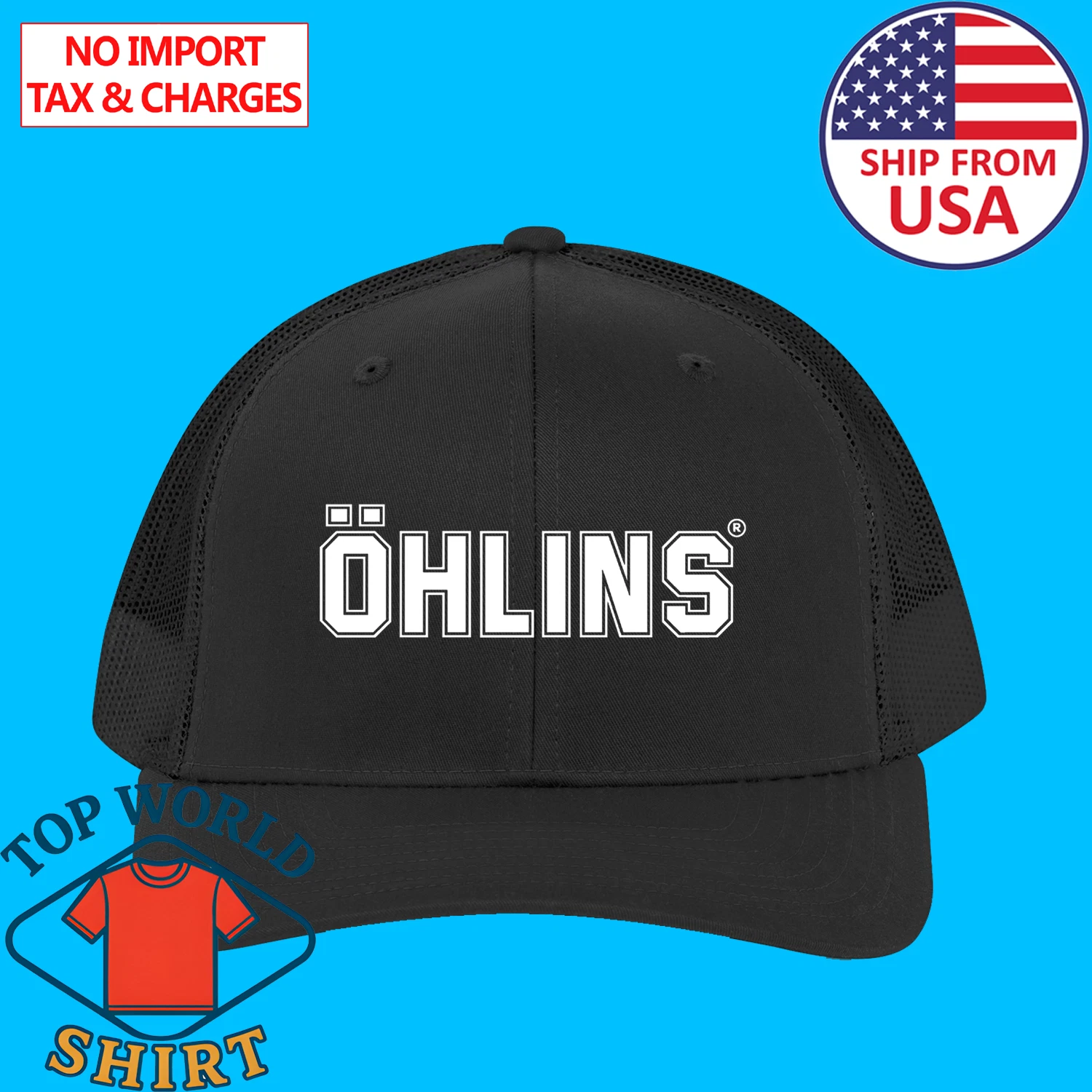 Ohlins Tools Black Adjustable Trucker Hat Cap Adult Size