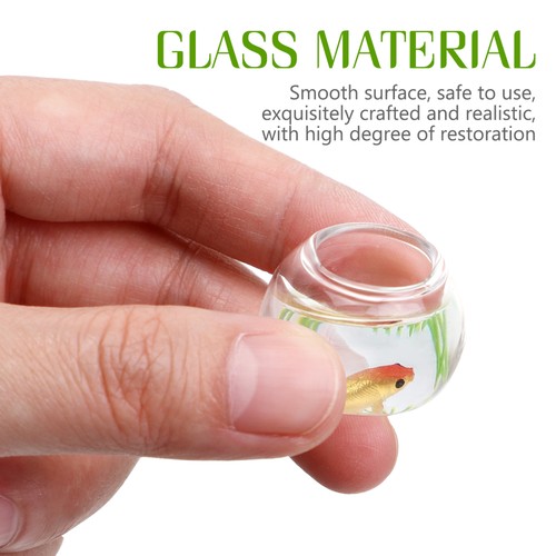 2 Pcs Mini Glass Fish Tank Work Tiny Miniature Set Miniture Bowl - Picture 8 of 12