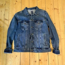 Gap Icon Denim Jean Trucker Jacket Blue 4 Pocket Men Sz M Color:Medium