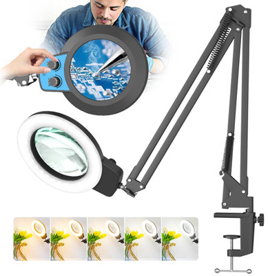 Lupa 12X con luz, versión 2025, LED color/brillo infinito, con pinza para manual