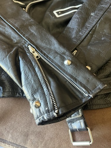 LGBTQ Punk Black Metal Spiked Studded Real Leather Biker Jacket men's Size 48 - Picture 11 of 12