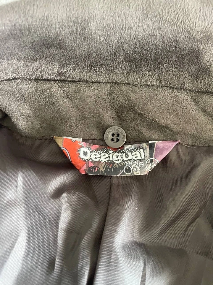 Desigual Womens Trench Coat Size 38 Gray Polyester Long Sleeve Long Jacket - Image 3 of 4