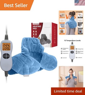19''x24'' Weighted Neck & Shoulder Heating Pad, 2.5lbs with 12 Temperature Se...