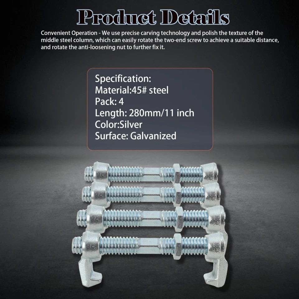 Paquete de 4 abrazaderas de tornillo para contenedor de envío 280 mm acero al carbono puente conexión Foto 3 de 4