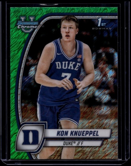 2024-25 Bowman University Chrome Kon Knueppel #48 Green Shimmer Refractor