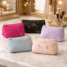 Woven Textured Gold Accents Cosmetic Makeup Bags Zip U Pick Travel Pouch NEW
