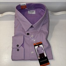 Duchamp London Men's Slim Fit Cotton Stretch Shirt, Purple, Size 18.5 XXL