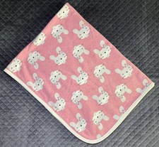 MINT Gerber Pink White Bunny Reversible Organic Cotton Girls Baby Blanket Soft