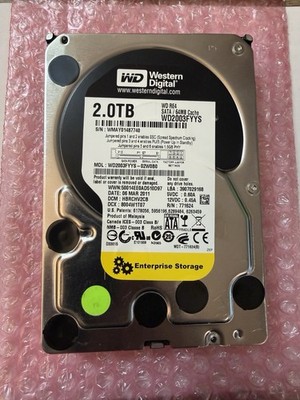 WESTERN DIGITAL RE4 *2TB* SATA 3.5'' Enterprise HDD WD2003FYYS *EXCELLENT HEALTH*
