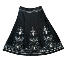 Basil  Maude Lined Linen Blend Skirt Beaded Sequin Anthropologie Maxi Boho sz 6