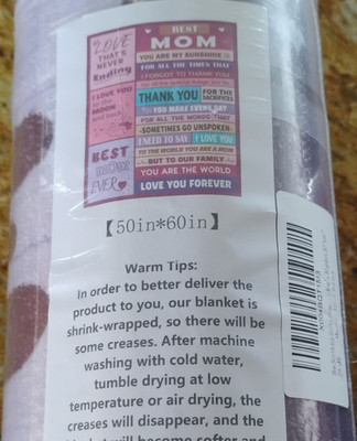 Mom Text Throw Blanket 50 x 60 in Polyester Pink Purple White, Washable