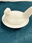 Vintage Milk Glass Hen On Nest Covered Dish Chicken Candy Trinket 5.5 Inch