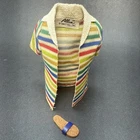 Vintage 1964 Barbie Doll Allan Beach Shirt Tag & 1 Blue Cork Sandal Near Mint