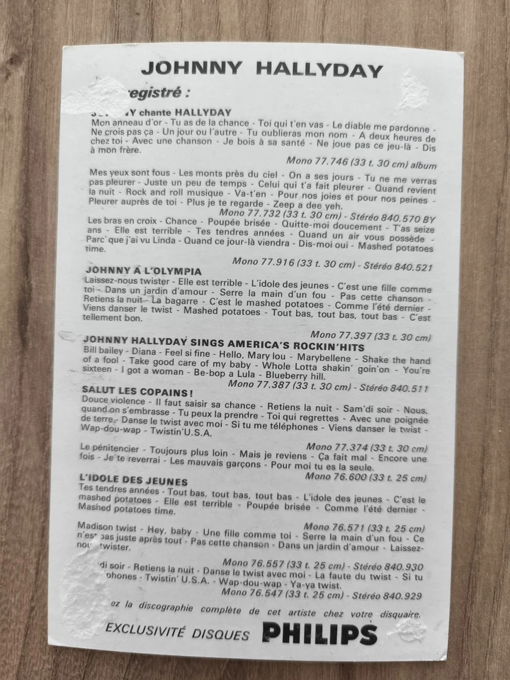 Autographe johnny hallyday An 60, Signature Ok, Dos Marque Collage Voir Photos - Photo 3/4