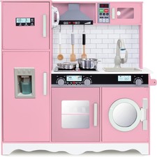 Lil' Jumbl Wooden Kids Kitchen Set, Icemaker, Microwave, Oven, Lights  Sound