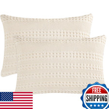PHF Waffle Weave Pillow Shams Queen Size 2 Pack 100 Cotton Pillowcases 20x30 No