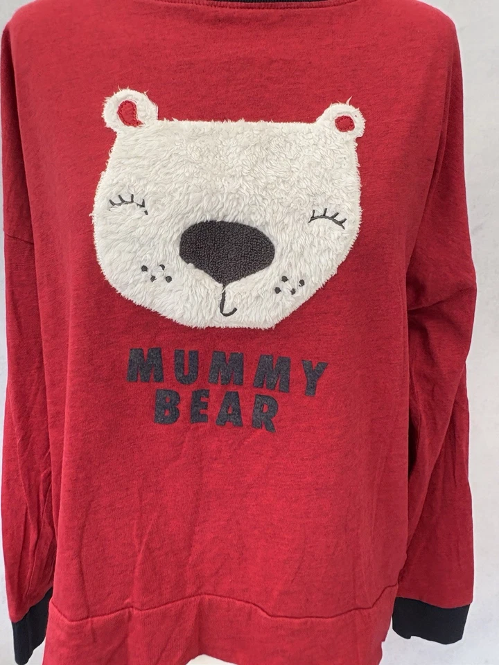 Red Bear Pyjama Top Size M Next Long Sleeve Cotton Blend Women’s  - Image 2 of 4