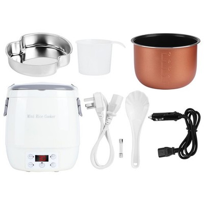 1.6L Portable Electric Mini Rice Cooker Smart Food Steamers For Home Car Use SET