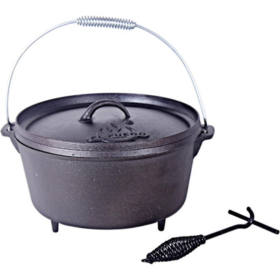 El Fuego Dutch Oven Schwarz Kasan Gusseisen mit Deckelheber  8,46 Liter (AY463)