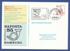 Pr.-Ganzsache BM-Ausstellung NAPOSTA-MOPHILA in Hamburg 1985, St. L&uuml;denscheid