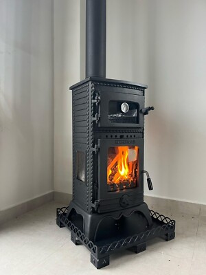 Cast iron wood burning stove with oven for tiny houses, cabin, patio