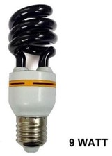 ENERGY SAVER 9 WATT TWIST SPIRAL BLACK LIGHT BULB glowing night HALLOWEEN new