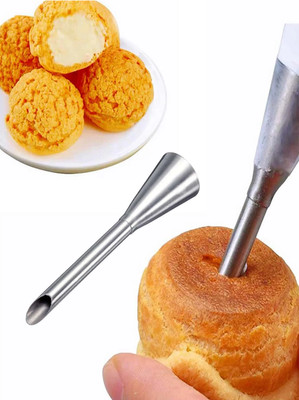 2pcs Stainless Steel Piping Nozzles - Puff Cream & Cake Decorating Tips - NEW