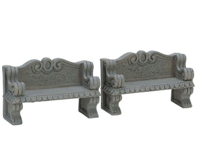 NEW LEMAX STONE BENCH, SET OF 2  #74612