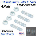 4x Exhaust Studs Bolts, 4x Nuts For Honda 300Ex & 350 420 500 Foreman 400 Trx300